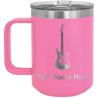 15oz Vacuum Insulated Coffee Mug, Electric Guitar, Personalized Engraving Included