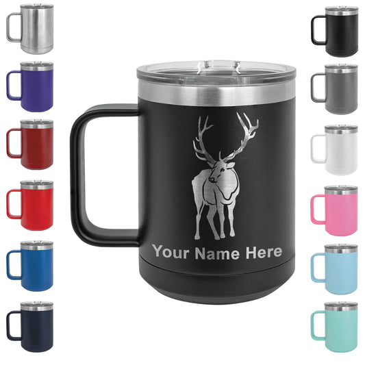 15oz Vacuum Insulated Coffee Mug, Elk, Personalized Engraving Included