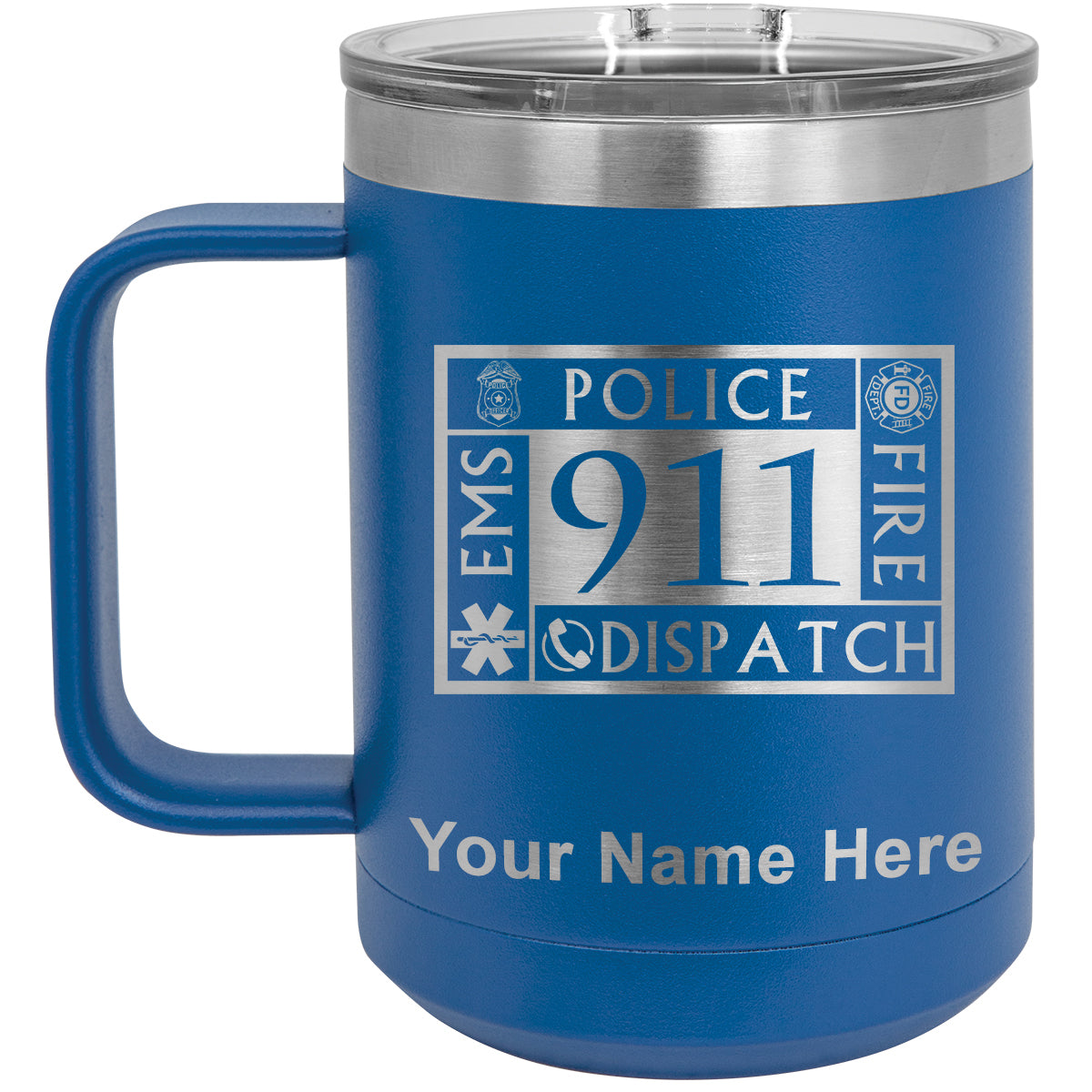 15oz Vacuum Insulated Coffee Mug, Emergency Dispatcher 911, Personalized Engraving Included