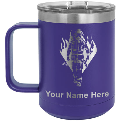 15oz Vacuum Insulated Coffee Mug, Fireman, Personalized Engraving Included