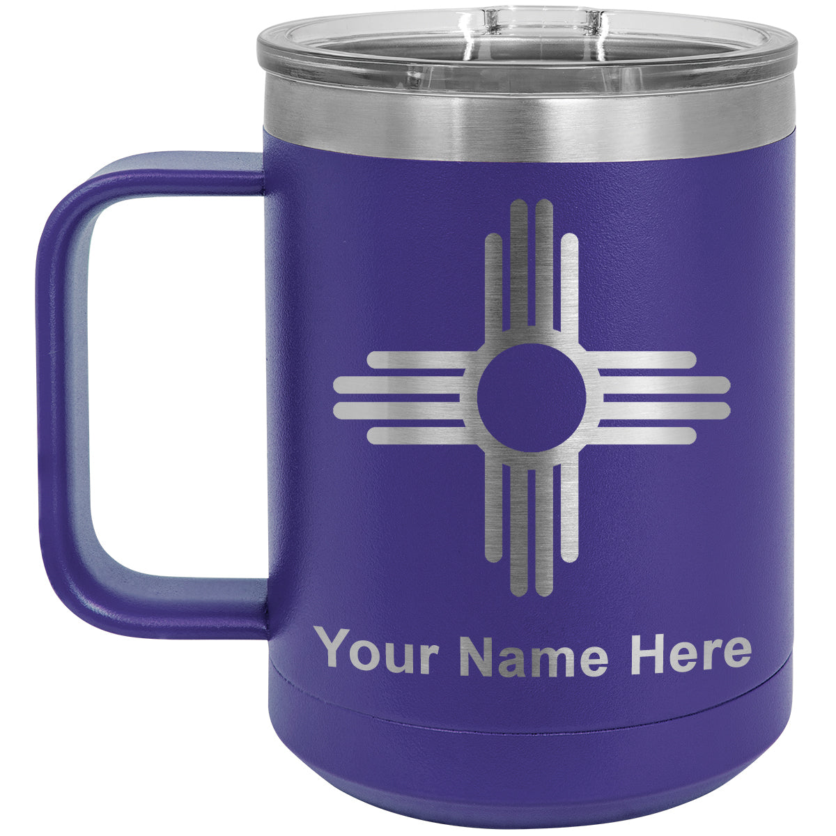15oz Vacuum Insulated Coffee Mug, Flag of New Mexico, Personalized Engraving Included