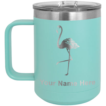 15oz Vacuum Insulated Coffee Mug, Flamingo, Personalized Engraving Included