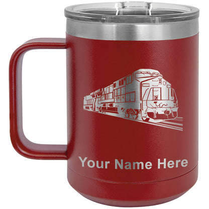 15oz Vacuum Insulated Coffee Mug, Freight Train, Personalized Engraving Included