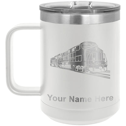 15oz Vacuum Insulated Coffee Mug, Freight Train, Personalized Engraving Included