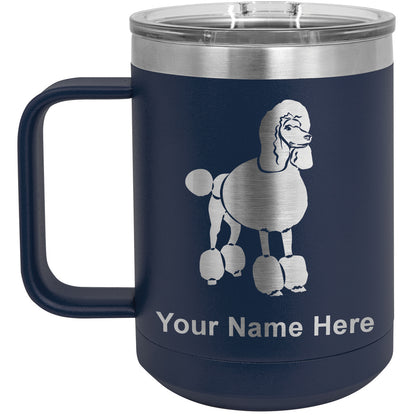 15oz Vacuum Insulated Coffee Mug, French Poodle Dog, Personalized Engraving Included