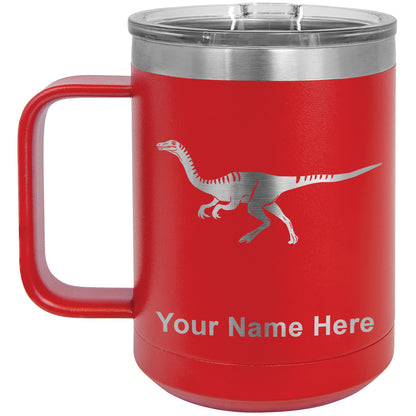 15oz Vacuum Insulated Coffee Mug, Gallimimus Dinosaur, Personalized Engraving Included
