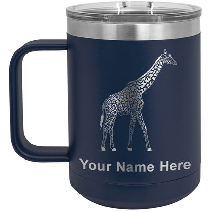 15oz Vacuum Insulated Coffee Mug, Giraffe, Personalized Engraving Included