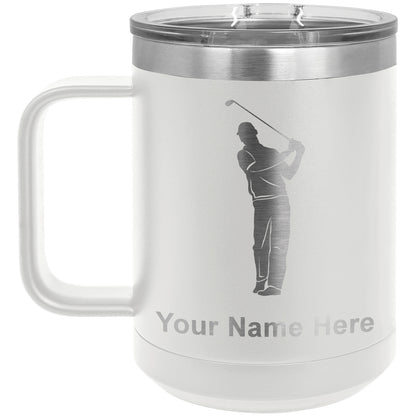 15oz Vacuum Insulated Coffee Mug, Golfer, Personalized Engraving Included