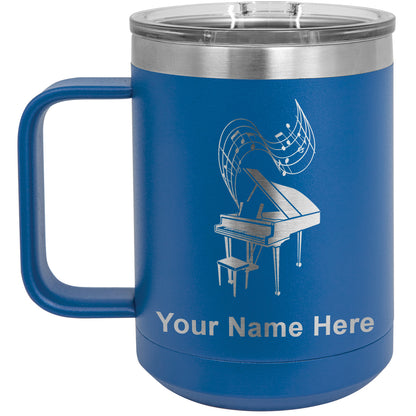 15oz Vacuum Insulated Coffee Mug, Grand Piano, Personalized Engraving Included