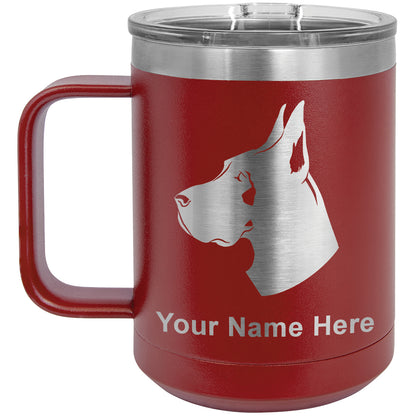 15oz Vacuum Insulated Coffee Mug, Great Dane Dog, Personalized Engraving Included