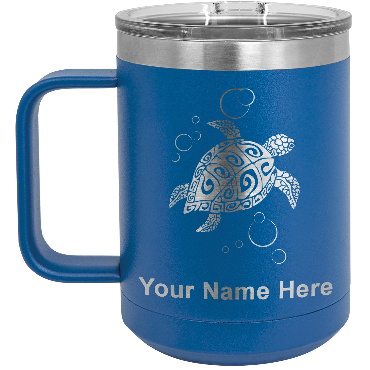 15oz Vacuum Insulated Coffee Mug, Hawaiian Sea Turtle, Personalized Engraving Included