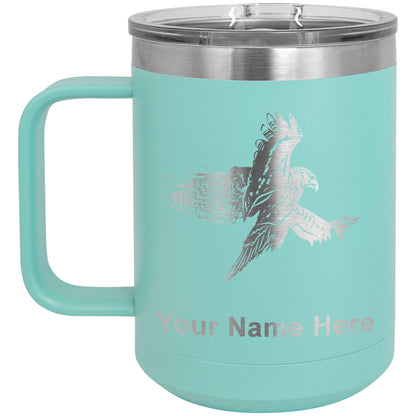 15oz Vacuum Insulated Coffee Mug, Hawk, Personalized Engraving Included