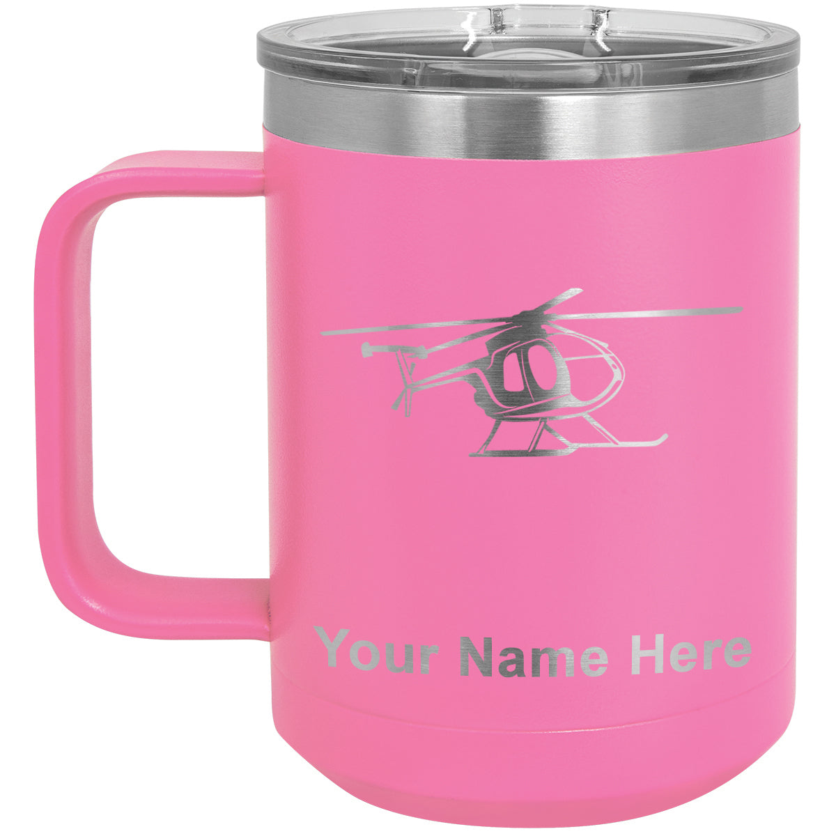 15oz Vacuum Insulated Coffee Mug, Helicopter 1, Personalized Engraving Included