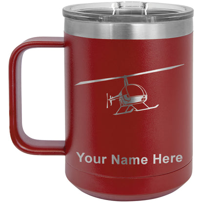 15oz Vacuum Insulated Coffee Mug, Helicopter 2, Personalized Engraving Included