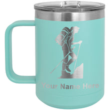 Load image into Gallery viewer, 15oz Vacuum Insulated Coffee Mug, Hiker Woman, Personalized Engraving Included
