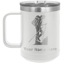 Load image into Gallery viewer, 15oz Vacuum Insulated Coffee Mug, Hiker Woman, Personalized Engraving Included
