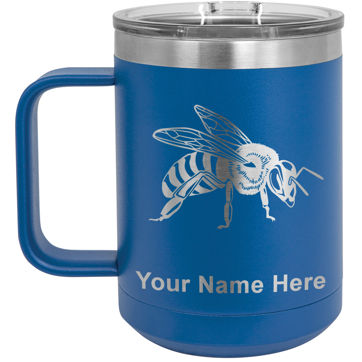 15oz Vacuum Insulated Coffee Mug, Honey Bee, Personalized Engraving Included