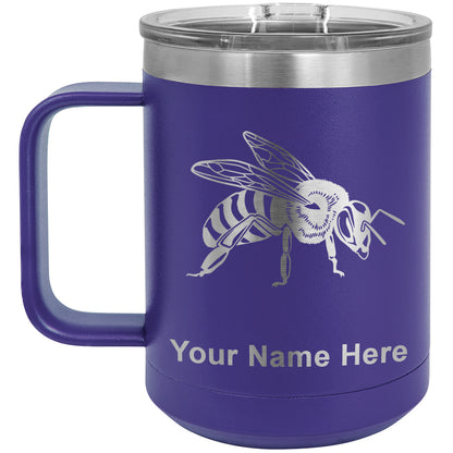 15oz Vacuum Insulated Coffee Mug, Honey Bee, Personalized Engraving Included