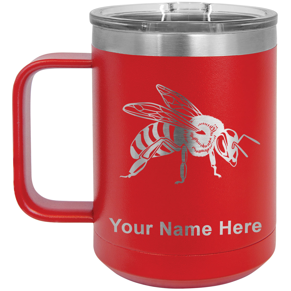 15oz Vacuum Insulated Coffee Mug, Honey Bee, Personalized Engraving Included