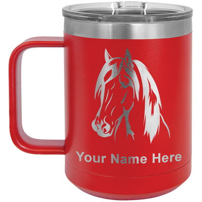 15oz Vacuum Insulated Coffee Mug, Horse Head 1, Personalized Engraving Included