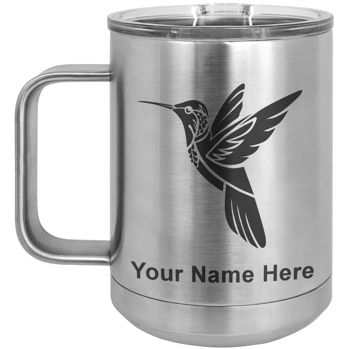 15oz Vacuum Insulated Coffee Mug, Hummingbird, Personalized Engraving Included