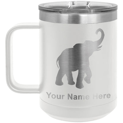15oz Vacuum Insulated Coffee Mug, Indian Elephant, Personalized Engraving Included