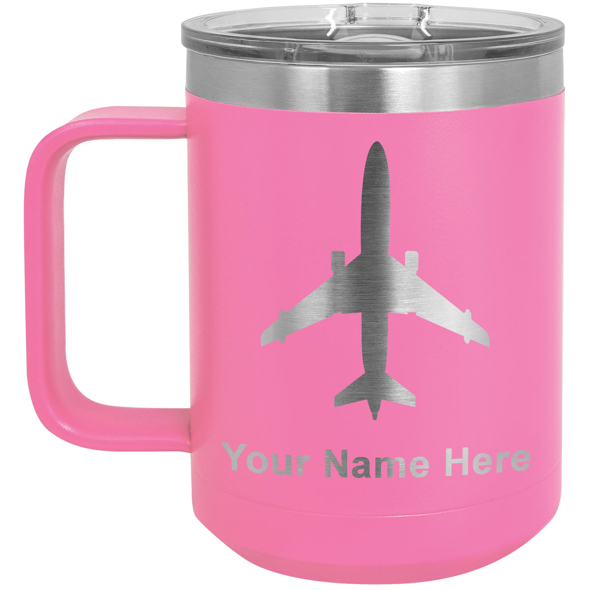 15oz Vacuum Insulated Coffee Mug, Jet Airplane, Personalized Engraving Included