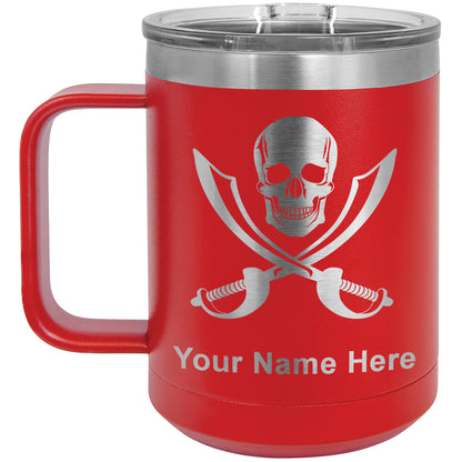 15oz Vacuum Insulated Coffee Mug, Jolly Roger, Personalized Engraving Included