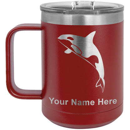 15oz Vacuum Insulated Coffee Mug, Killer Whale, Personalized Engraving Included
