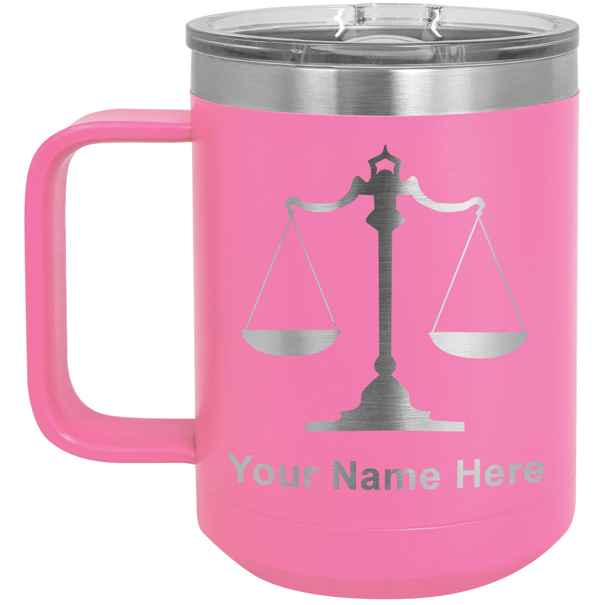 15oz Vacuum Insulated Coffee Mug, Law Scale, Personalized Engraving Included