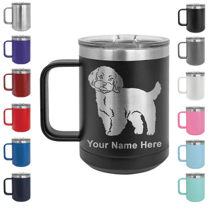 15oz Vacuum Insulated Coffee Mug, Maltese Dog, Personalized Engraving Included