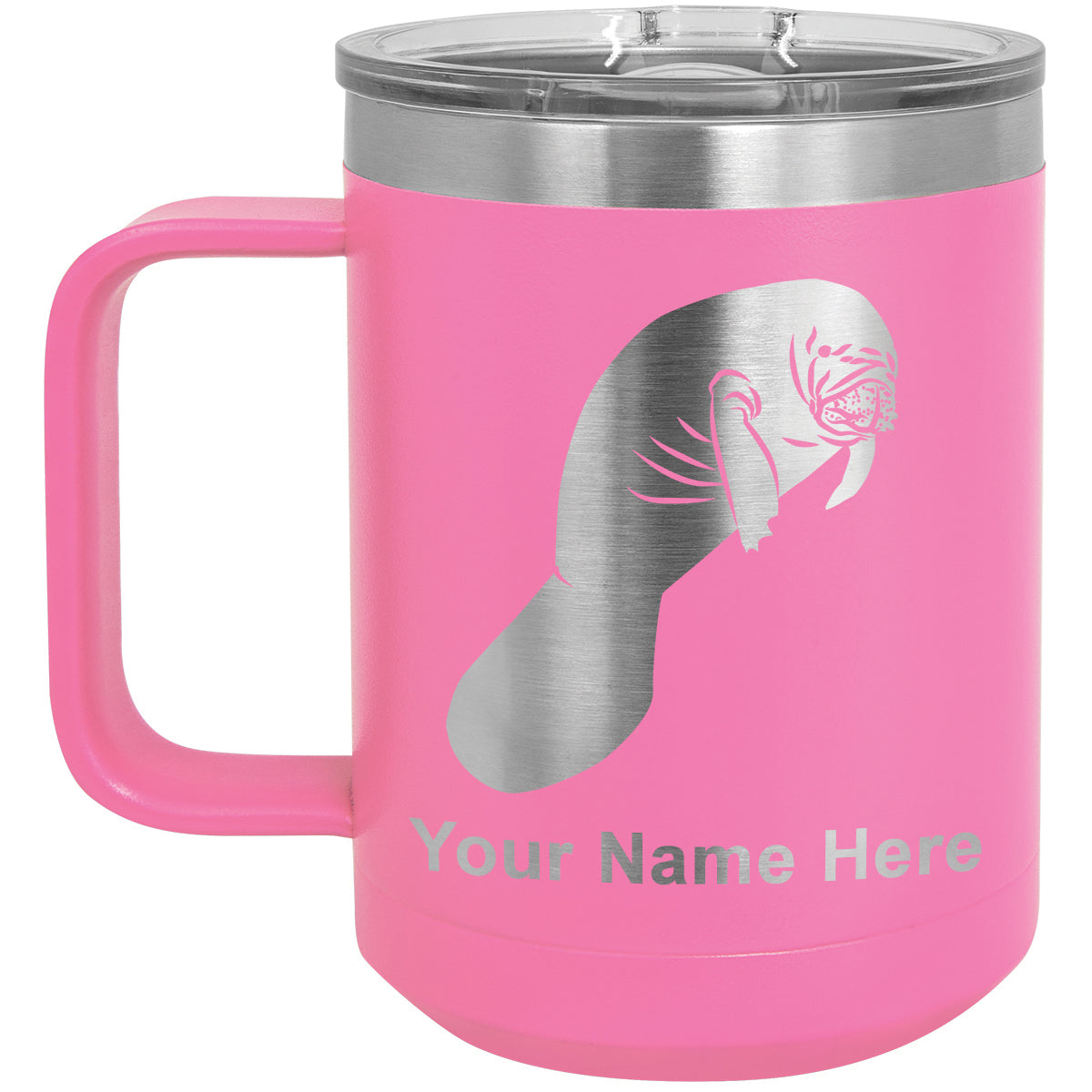15oz Vacuum Insulated Coffee Mug, Manatee, Personalized Engraving Included
