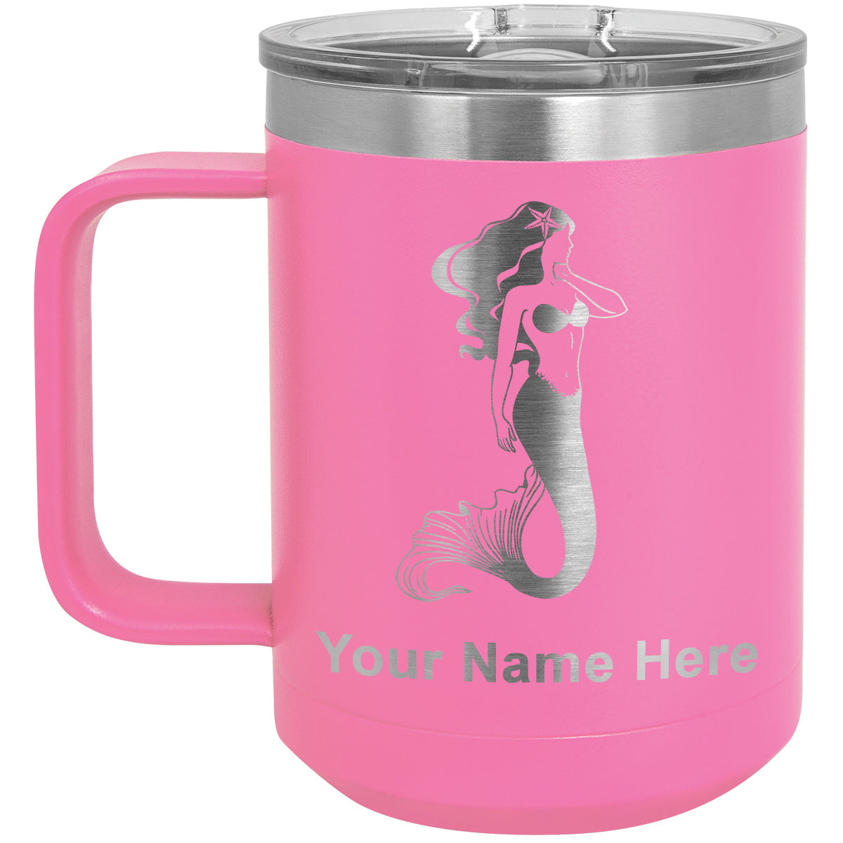 15oz Vacuum Insulated Coffee Mug, Mermaid, Personalized Engraving Included