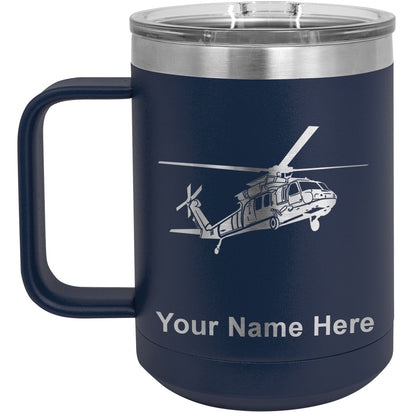 15oz Vacuum Insulated Coffee Mug, Military Helicopter 1, Personalized Engraving Included