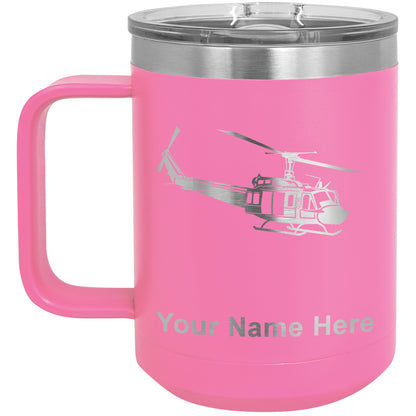 15oz Vacuum Insulated Coffee Mug, Military Helicopter 2, Personalized Engraving Included