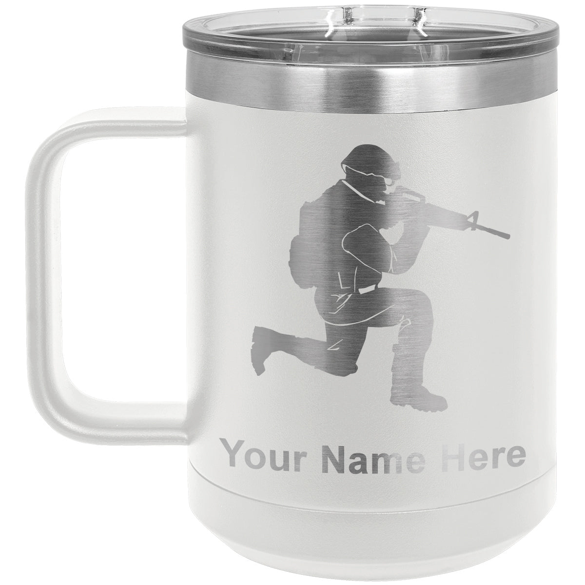Insulated Coffee Mug with Handle, 15oz, Military Gifts