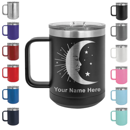 15oz Vacuum Insulated Coffee Mug, Moon, Personalized Engraving Included
