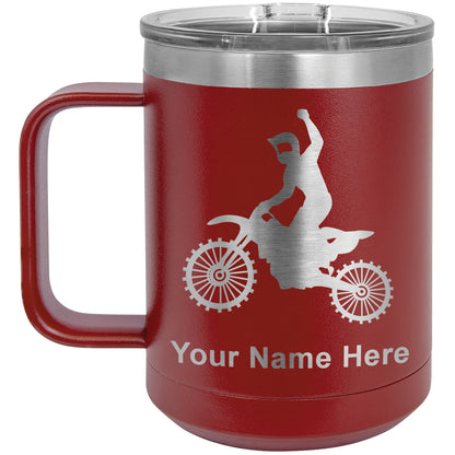 15oz Vacuum Insulated Coffee Mug, Motocross, Personalized Engraving Included