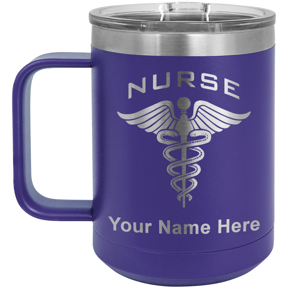 15oz Vacuum Insulated Coffee Mug, Nurse, Personalized Engraving Included