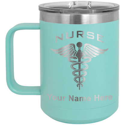 15oz Vacuum Insulated Coffee Mug, Nurse, Personalized Engraving Included