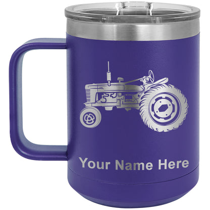 15oz Vacuum Insulated Coffee Mug, Old Farm Tractor, Personalized Engraving Included