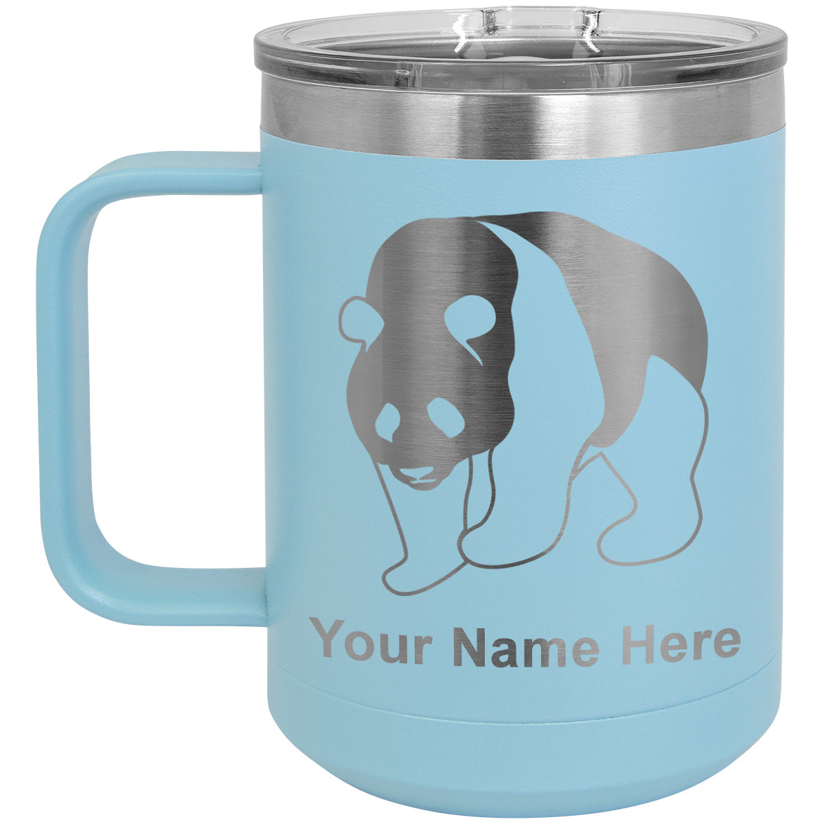 15oz Vacuum Insulated Coffee Mug, Panda Bear, Personalized Engraving Included