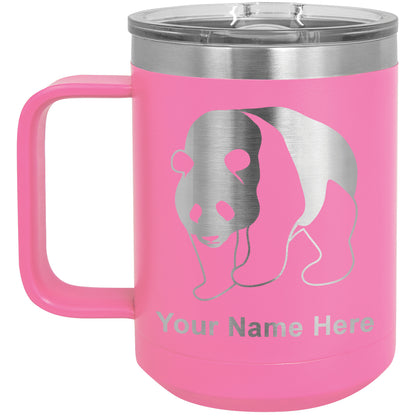 15oz Vacuum Insulated Coffee Mug, Panda Bear, Personalized Engraving Included