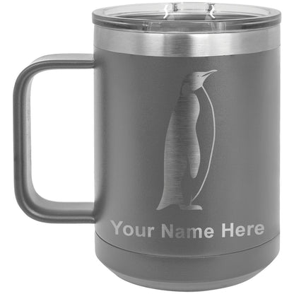 15oz Vacuum Insulated Coffee Mug, Penguin, Personalized Engraving Included
