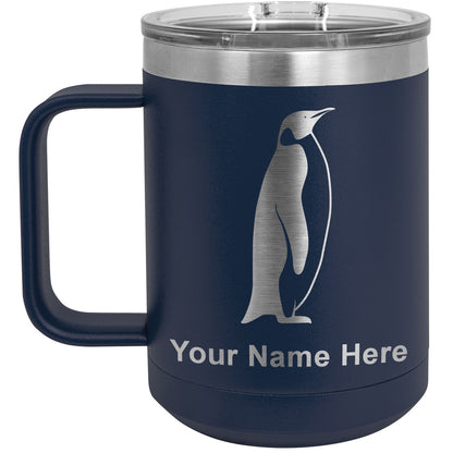 15oz Vacuum Insulated Coffee Mug, Penguin, Personalized Engraving Included