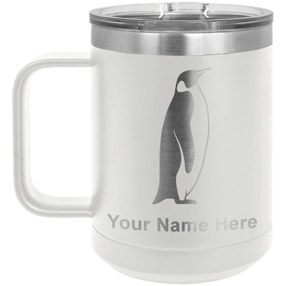 15oz Vacuum Insulated Coffee Mug, Penguin, Personalized Engraving Included