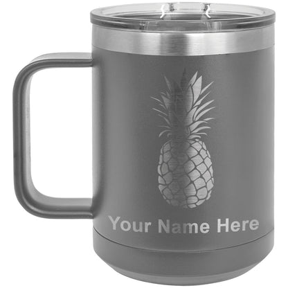 15oz Vacuum Insulated Coffee Mug, Pineapple, Personalized Engraving Included