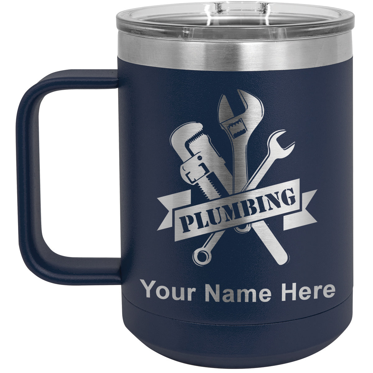 15oz Vacuum Insulated Coffee Mug, Plumbing, Personalized Engraving Included