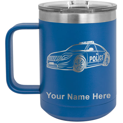 15oz Vacuum Insulated Coffee Mug, Police Car, Personalized Engraving Included