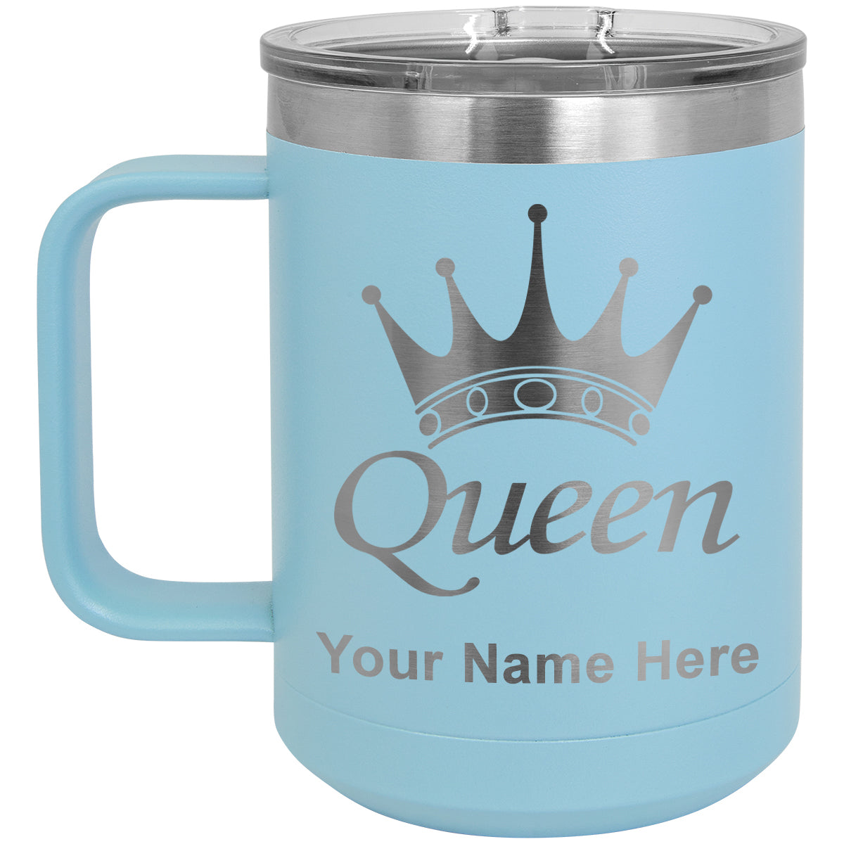 15oz Vacuum Insulated Coffee Mug, Queen Crown, Personalized Engraving Included